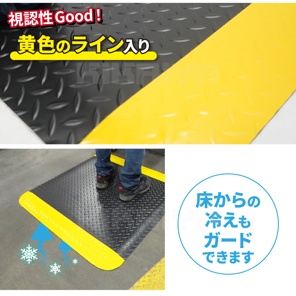 【新品】低反発下肢マット　色＊イエロー 疲労軽減マット 910×910mm 厚み 最大15mm 高耐久 立ち仕事対策 作業