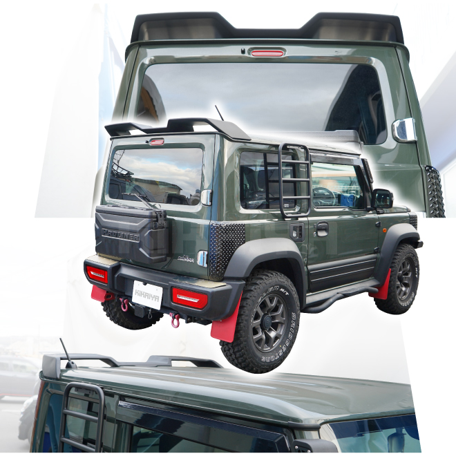 スズキ ジムニー JB64、JB74リアルーフスポイラー ジムニー リアスポイラー JB64 JB74 ルーフスポイラー ウィング FRP