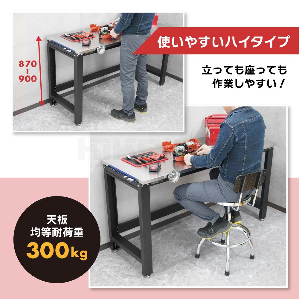 作業台 ステンレス天板 300kg W1600×D600×H870mm 業務用 作業テーブル