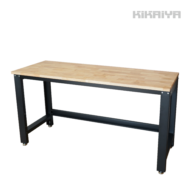 KIKAIYA 作業台 200kg 軽量 W1600xD600xH870mm 木製天板 オーク ワークテーブル ワークベンチ （個人様は営業所止め）