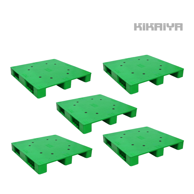 KIKAIYA プラスチックパレット グリーン 5枚セット ゲタ型 樹脂パレット プラパレ スキッドパレット 物流 保管 （個人様は営業所止め）