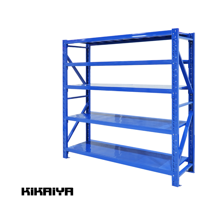 スチールラック 5段 ブルー 業務用 中量棚 メタルラック 耐荷重250kg×5段 （個人様は営業所止め） KIKAIYA｜kikaiya-work-shop