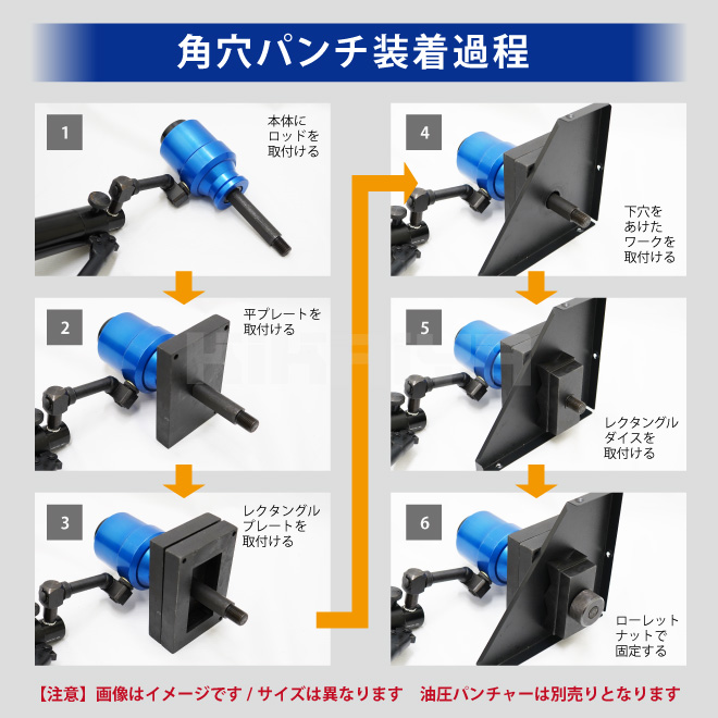 レクタングル（長方形）パンチ 角穴パンチヘッド 45.5×92.5mm