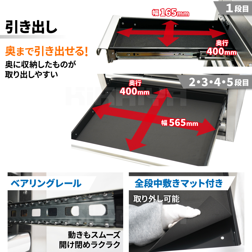 KIKAIYA（キカイヤ） ステンレスツールチェスト5段 ツールボックス