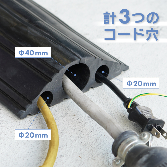 コードプロテクター φ40mm φ20mm×2 長さ4M 幅160mm 高さ最大45mm ケーブルガード KIKAIYA 関連画像3