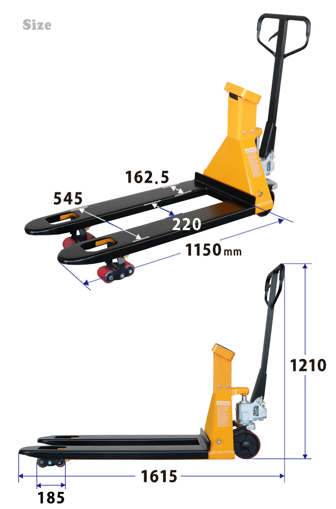 パレットスケール2000kg プリンター付 計量器付きハンドパレットトラック 秤物流保管用品リフター 充電式 デジパレ  （一部地域送料無料/個人様は営業所止め）｜kikaiya｜08