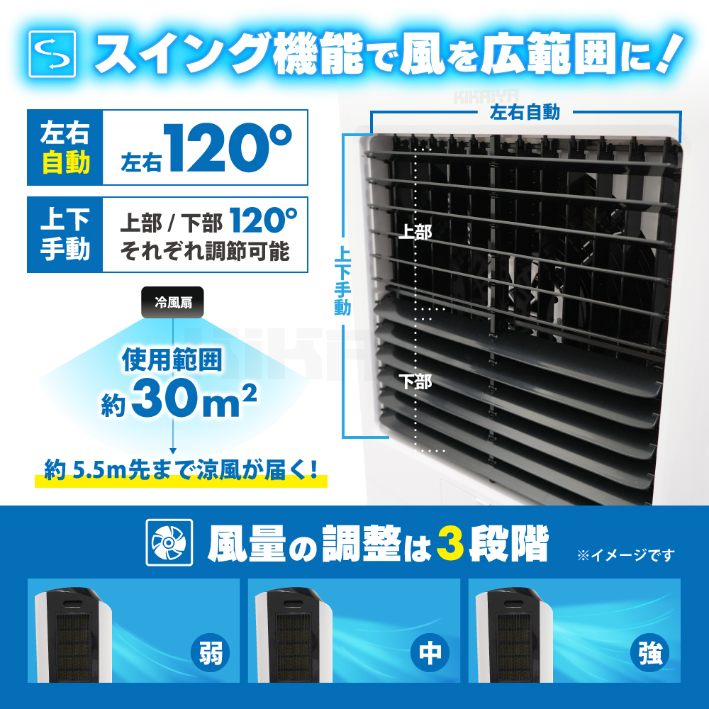 大型冷風扇 35L 冷風機 業務用 2026年 熱中症対策 自動首振り 3段階風量切替 節電 気化式 スポットクーラー 6ヶ月保証 関連画像3