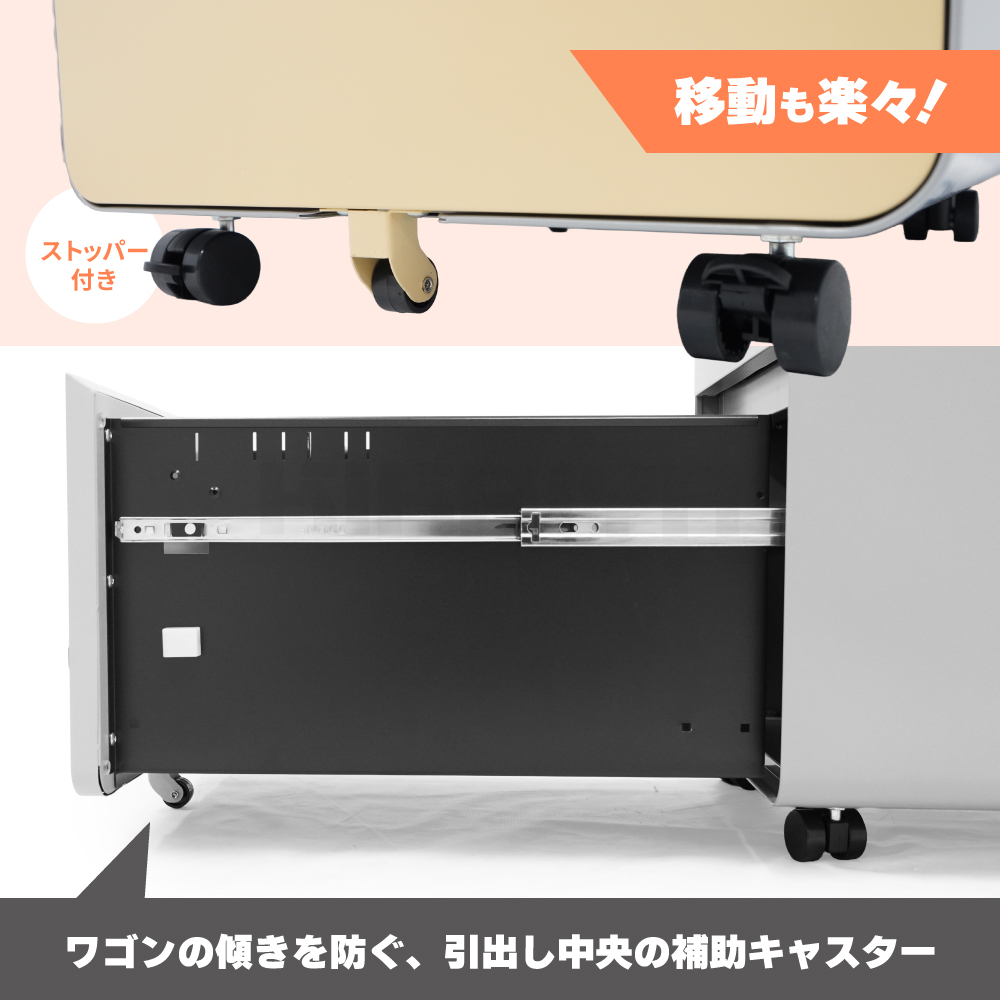 デスクワゴン 3段 鍵付き サイドワゴン オフィスワゴン スチール
