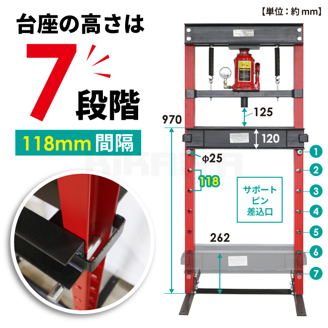 KIKAIYA 油圧プレス 20トン 手動 メーター付 門型プレス機 6ヶ月保証 （個人様は営業所止め）｜kikaiya｜06