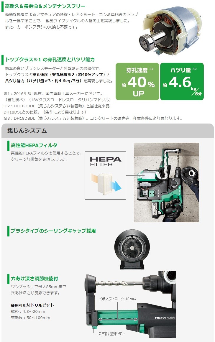 HiKOKI HiKOKI(旧:日立工機) 18V-6.0Ahコードレスロータリ HiKOKI HiKOKI(旧:日立工機) 18V-6.0Ahコードレスロータリ