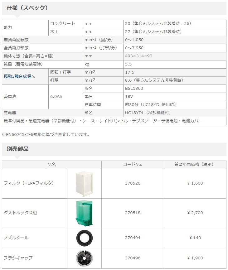HiKOKI HiKOKI(旧:日立工機) 18V-6.0Ahコードレスロータリ HiKOKI HiKOKI(旧:日立工機) 18V-6.0Ahコードレスロータリ