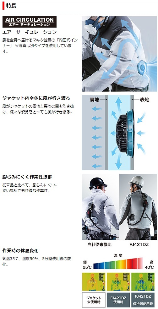 マキタ（makita） 充電式ファンベスト(伸縮性生地)(サイズ：S/M/L/LL