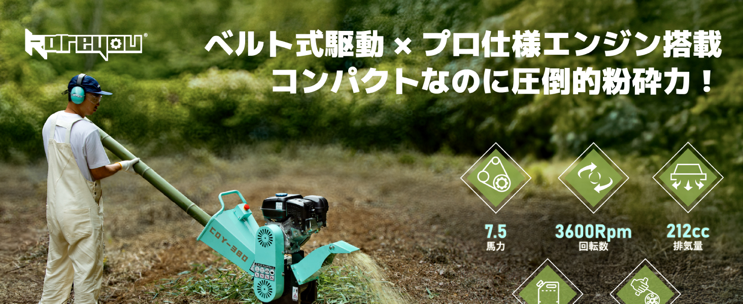 ☆個人様でも直送可能☆Kareyouウッドチッパー エンジン粉砕機 90