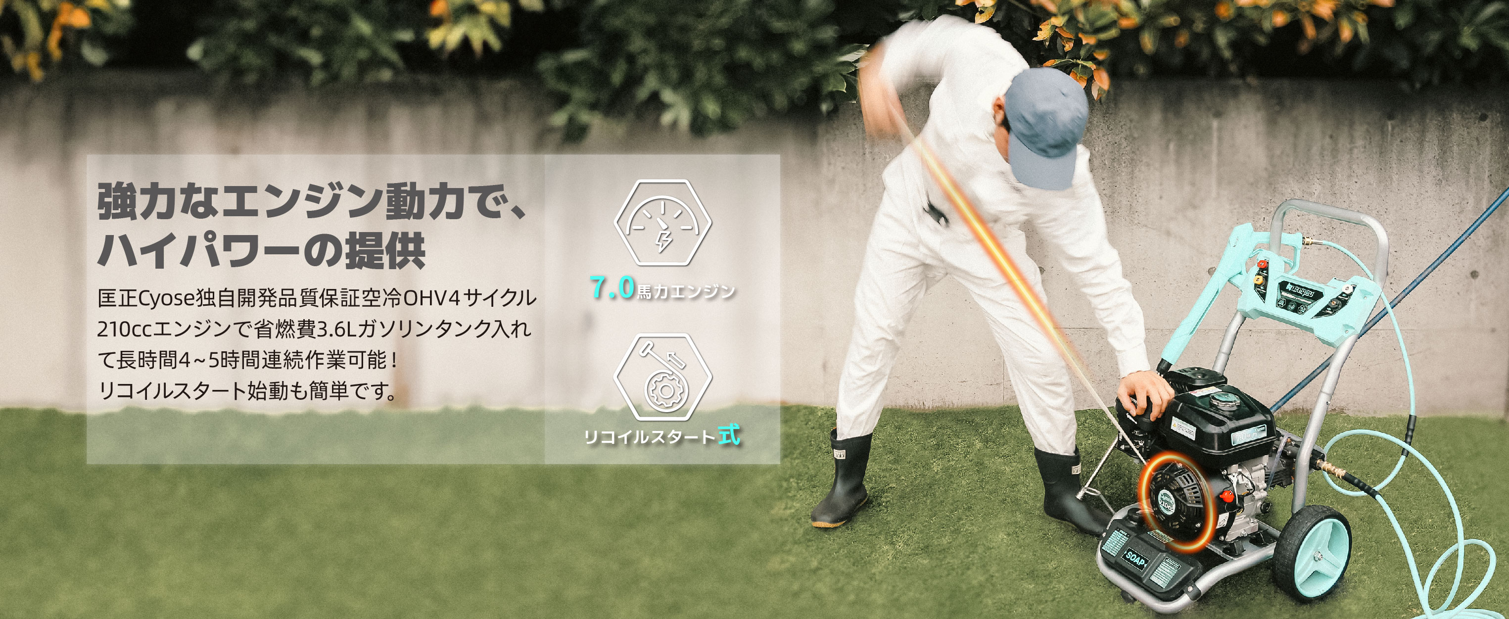 Kareyou ☆効果抜群！☆Kareyouエンジン式高圧洗浄機 21Mpa ハイパワー