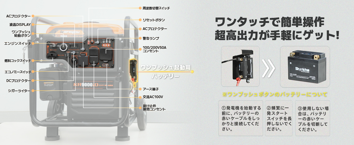 ☆単相100V/200V☆Kareyouインバーター発電機 ガソリン 7.8kVA 最大8.3