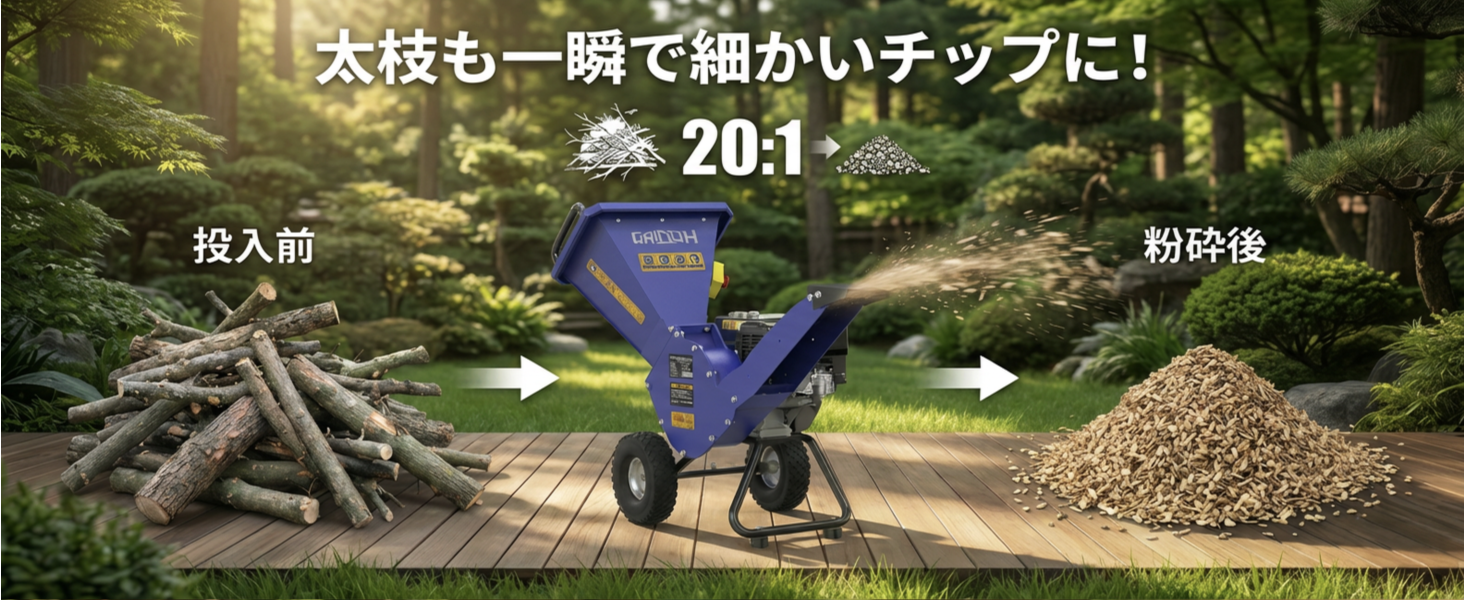 Gaidoh ☆軽量☆ウッドチッパー粉砕機 最大80mm対応 ガーデン