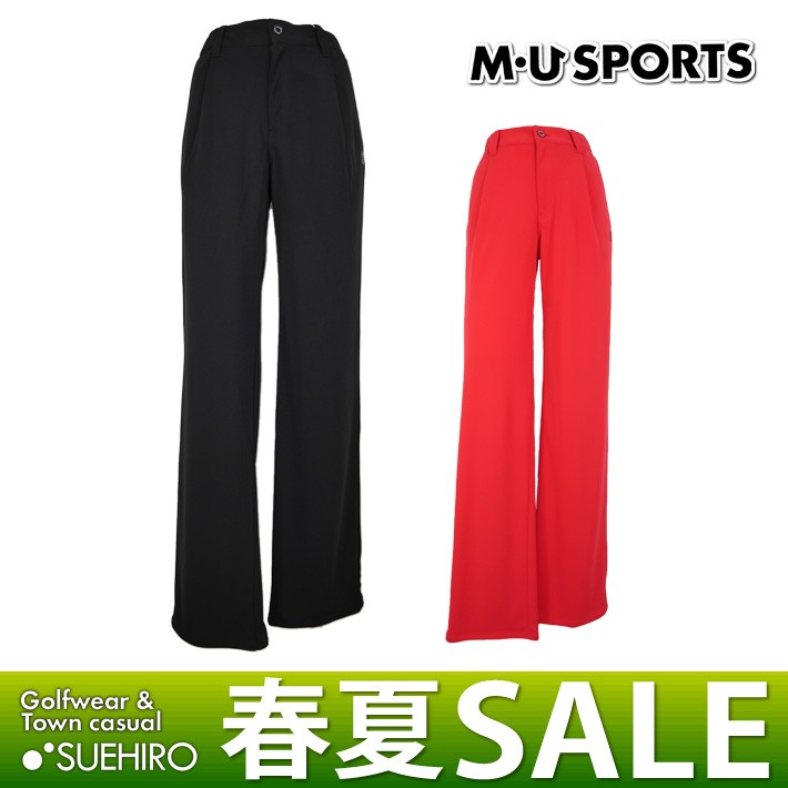 M-U SPORTS レディースパンツ 44サイズ グリーン M・U SPORTS MUスポーツ パンツ グリーン ラインストーンロゴ