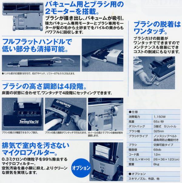 リンレイ：Swing Vac Light 14(スィングバックライト)」カーペット掃除