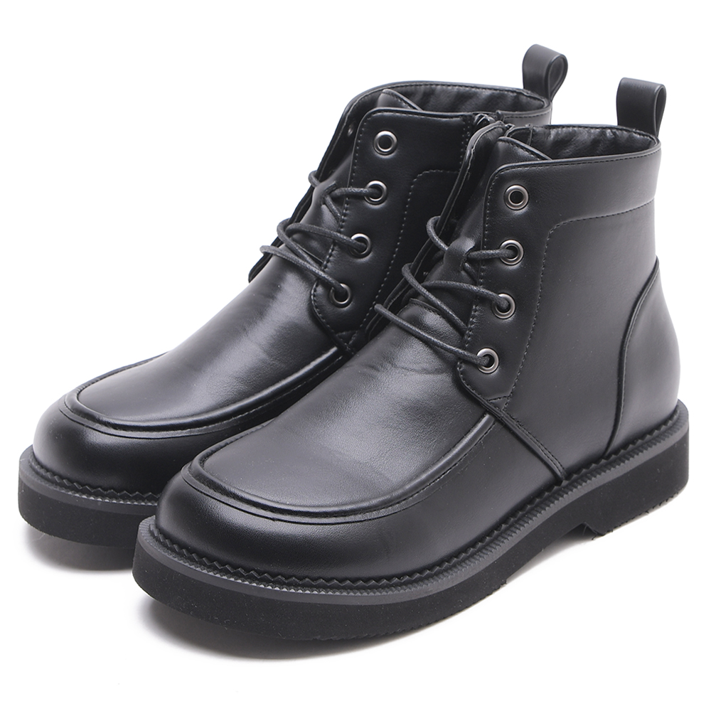 ショートブーツ レディース ぺたんこ ローヒール レースアップ サイド