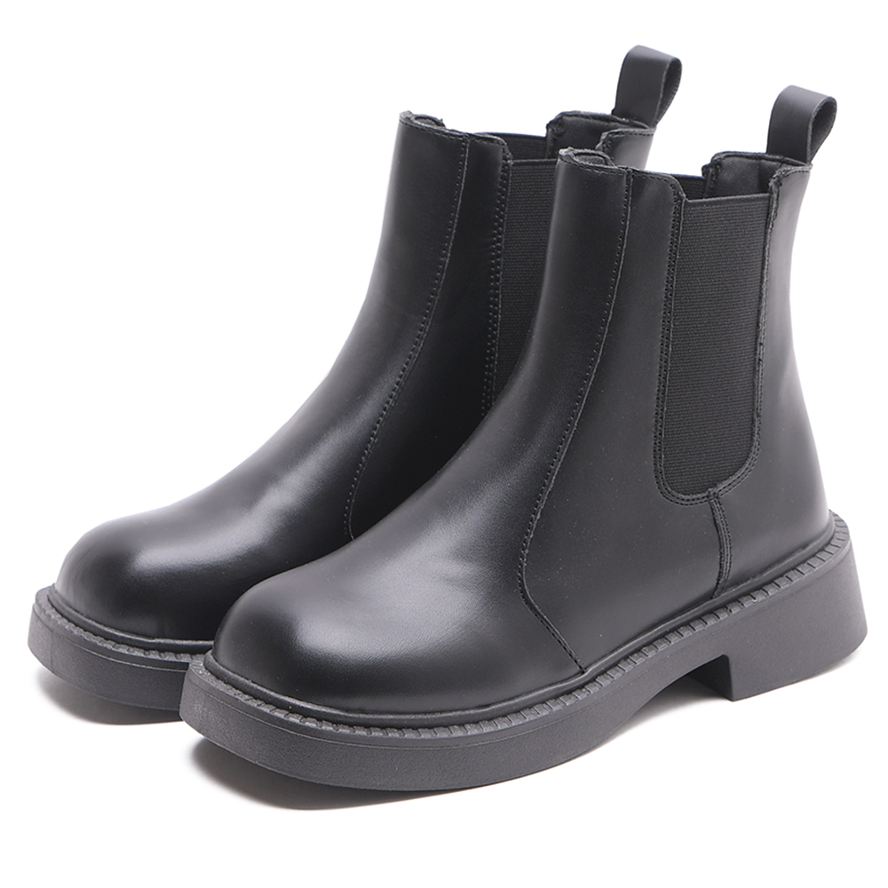 ショートブーツ レディース 厚底 サイドゴア スクエアトゥ 大きい