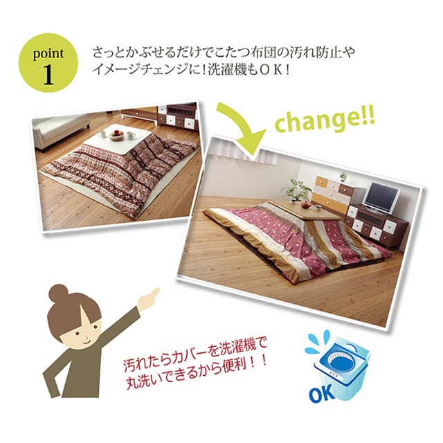 『代引不可』イケヒコ こよみ こたつ布団カバー 正方形 215×215cm グリーン KYMC215215 『返品不可』 - 4