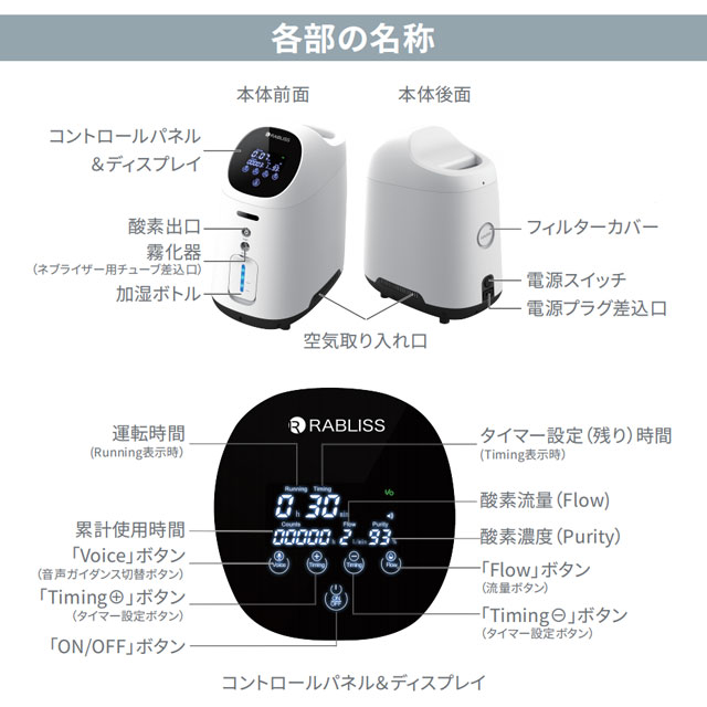酸素生成器 RABLISS 『代引不可』RABLISS 酸素発生器 K0306 高濃度 酸素