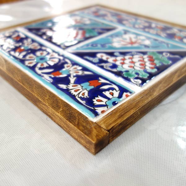 タイル 鍋敷き 花瓶敷き トレー ハンドメイド 手描き トルコタイル