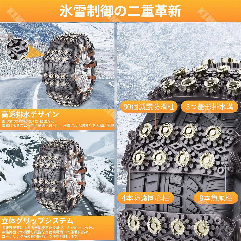 タイヤチェーン 非金属 ジャッキアップ不要 スノーチェーン 取付簡単