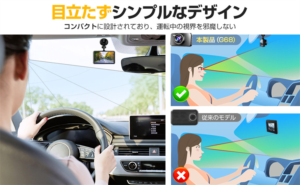 ドライブレコーダー 前後カメラ Sonyセンサー 1440P FullHD ドラレコ