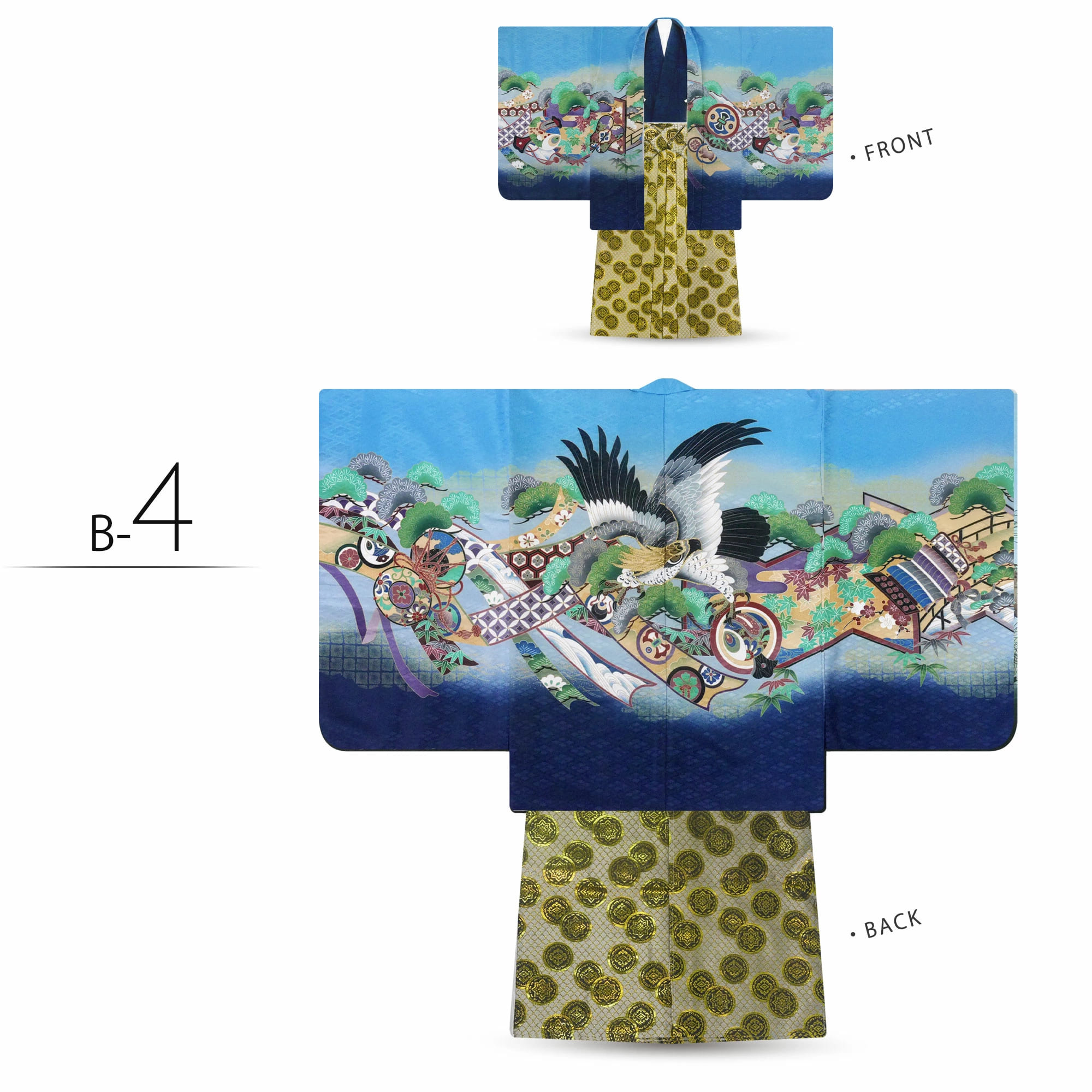 男児 着物 羽織 袴 豪華14点 アンサンブル フルセット 3歳 5歳が選べる 2サイズ 12タイプ ハイクラス 金糸 刺繍 鷹 兜 着物セット 七五三 お祝い 男の子｜kimono-cafe｜05