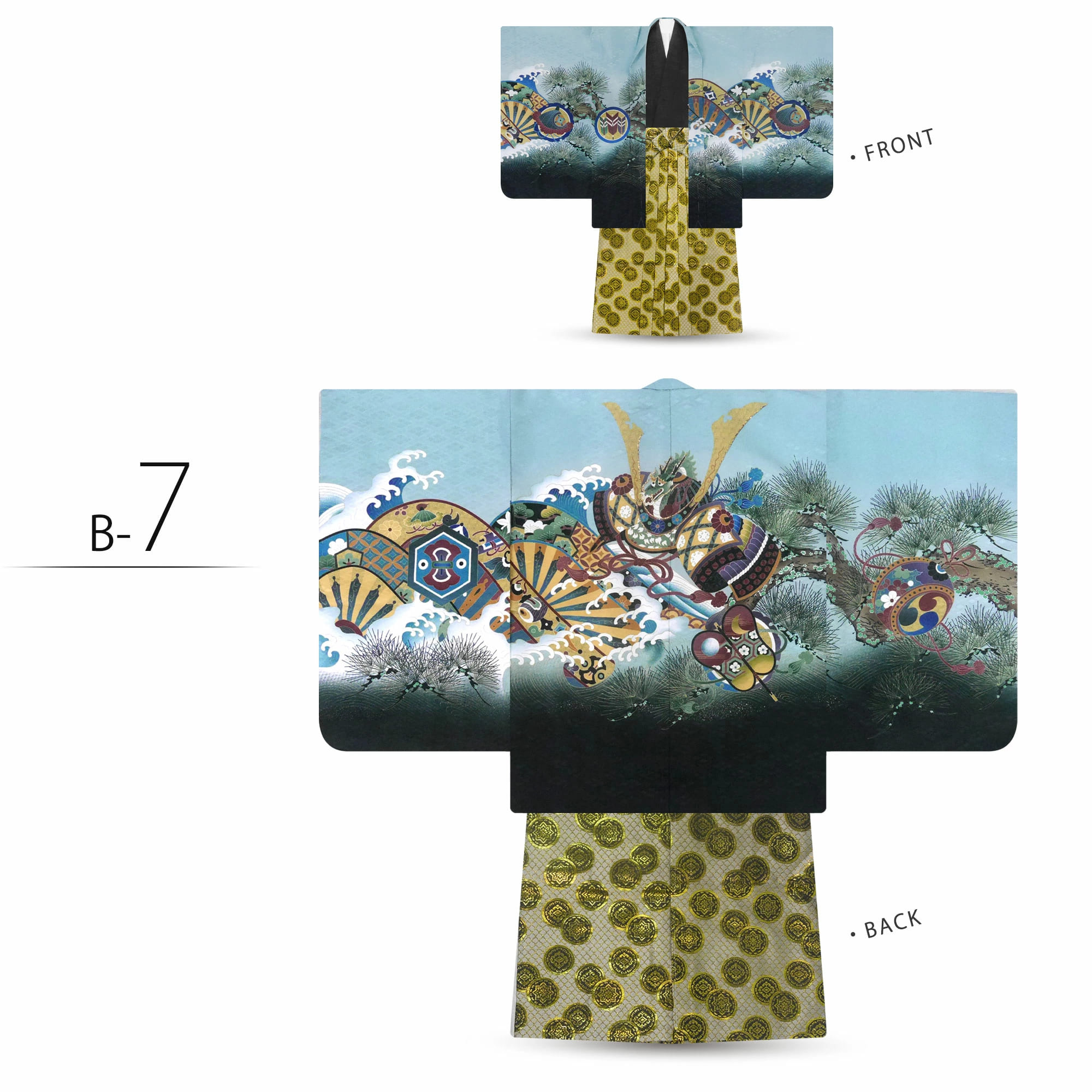 男児 着物 羽織 袴 豪華14点 アンサンブル フルセット 3歳 5歳が選べる 2サイズ 12タイプ ハイクラス 金糸 刺繍 鷹 兜 着物セット 七五三 お祝い 男の子｜kimono-cafe｜08
