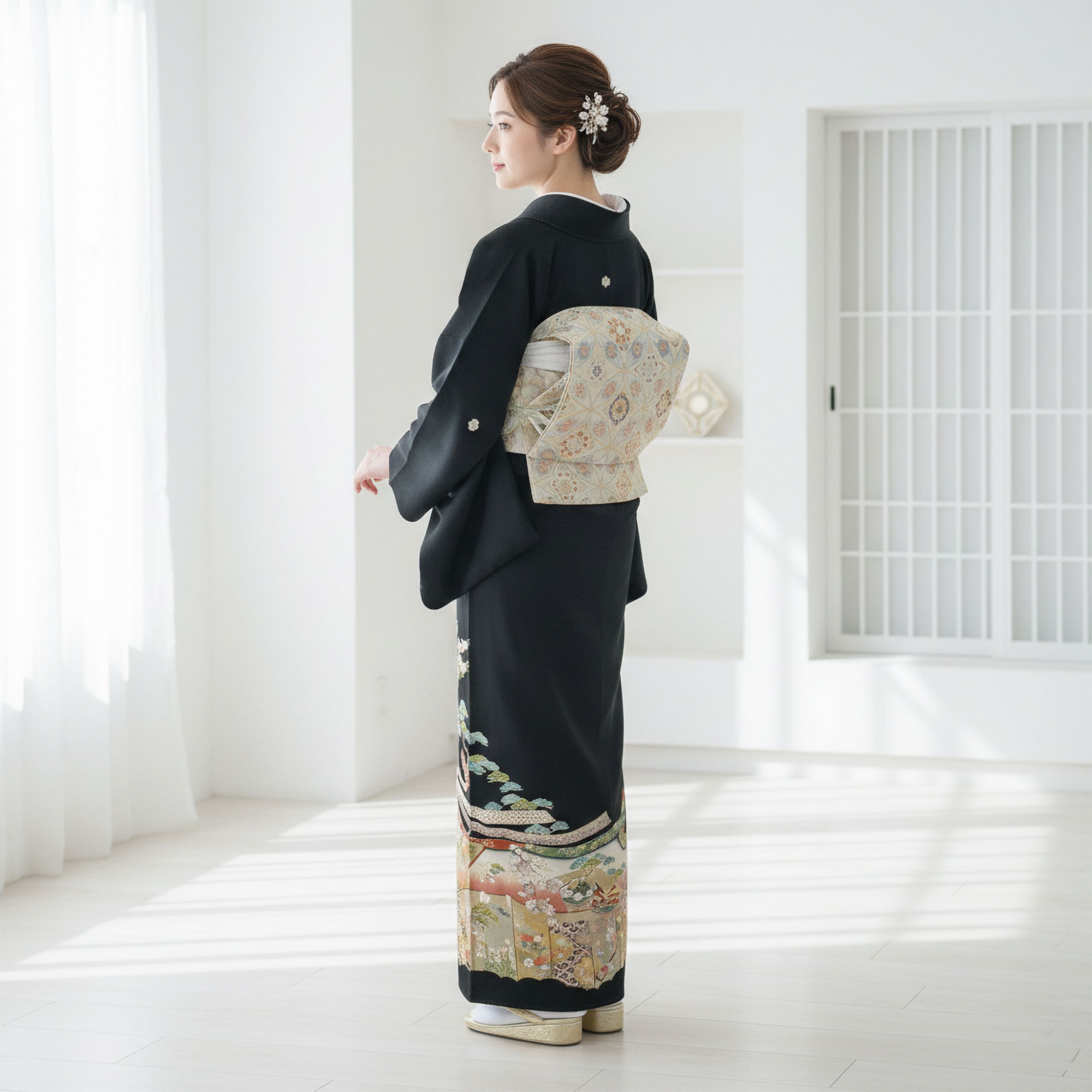 NISHIORI 黒留袖レンタル フルセット 五三桐 正絹 礼装 結婚式 母親