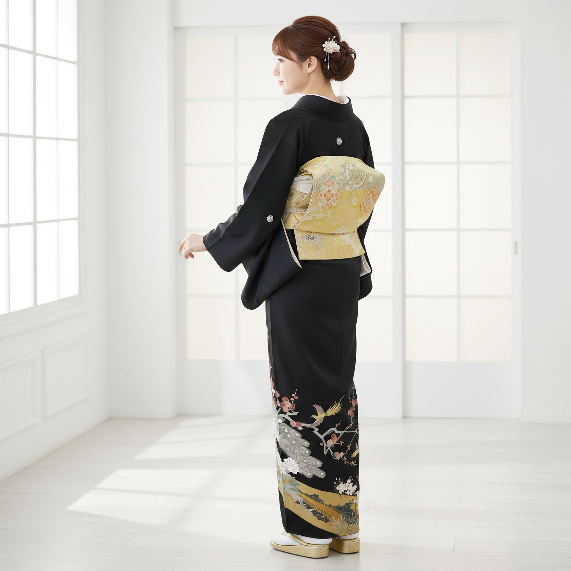 NISHIORI 黒留袖レンタル フルセット 五三桐 正絹 礼装 結婚式 母親