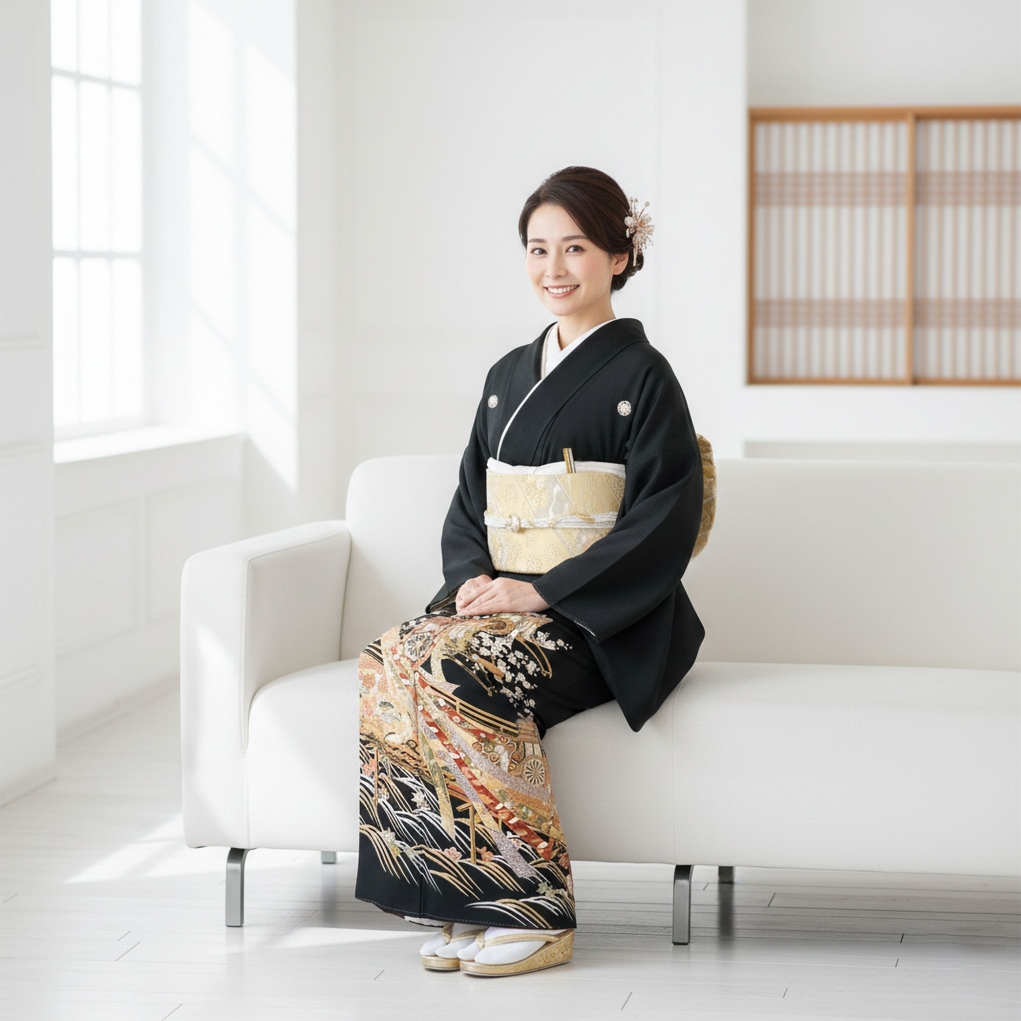 【正絹黒留袖フルセット】格式美×西陣袋帯｜結婚式・式典に◎ 上質コーデ一式 NISHIORI 黒留袖レンタル フルセット 五三桐 正絹 礼装 結婚式 母親