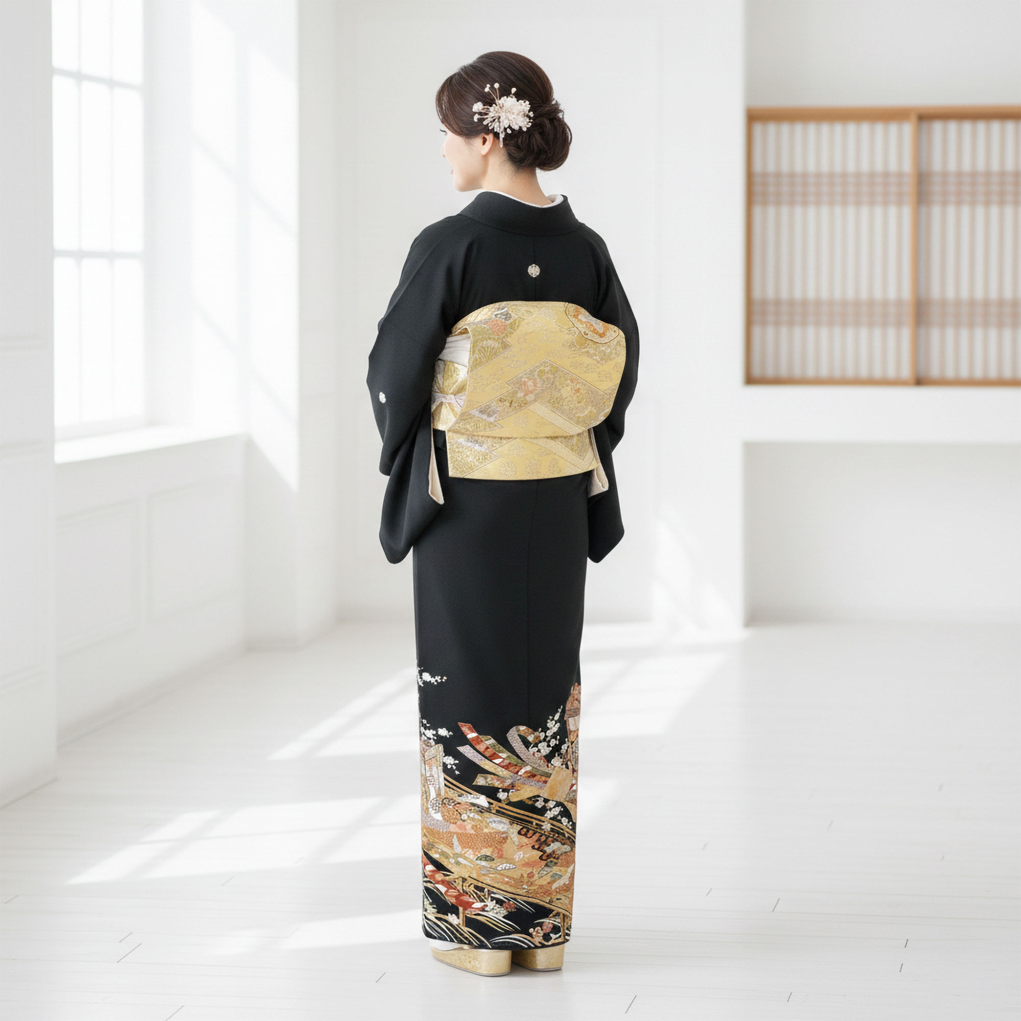 【美品】六通柄袋帯　桐七宝文様　黒留袖　色留袖　訪問着　振袖　フォーマル　礼装 NISHIORI 黒留袖レンタル フルセット 五三桐 正絹 礼装 結婚式 母親
