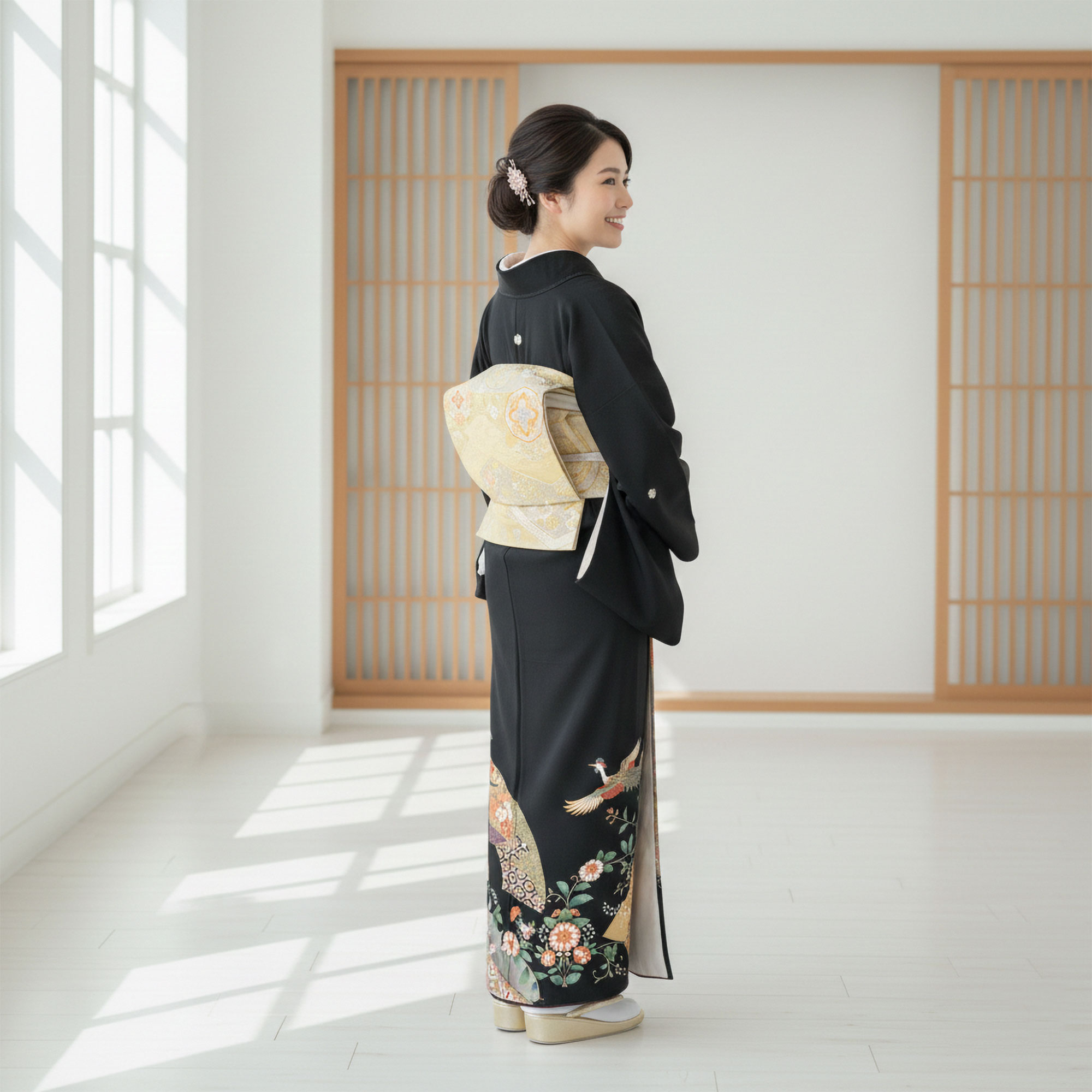 NISHIORI 黒留袖レンタル フルセット 五三桐 正絹 礼装 結婚式 母親