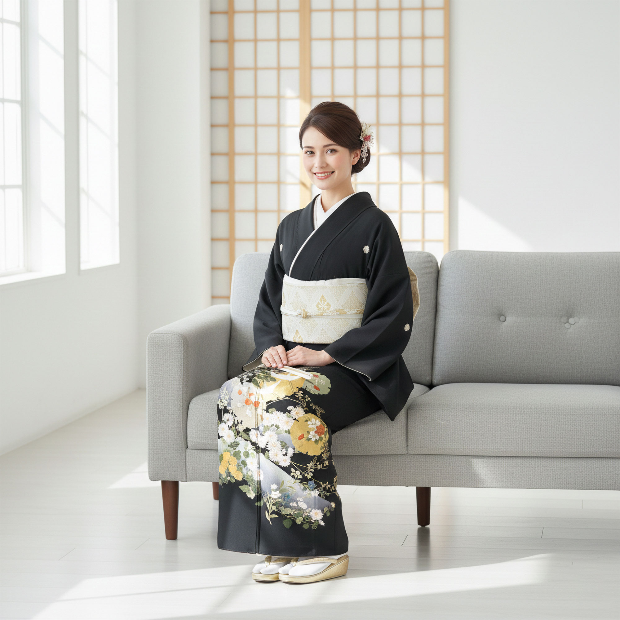 NISHIORI 【レンタル】黒留袖 フルセット 五三桐 正絹 礼装 結婚式