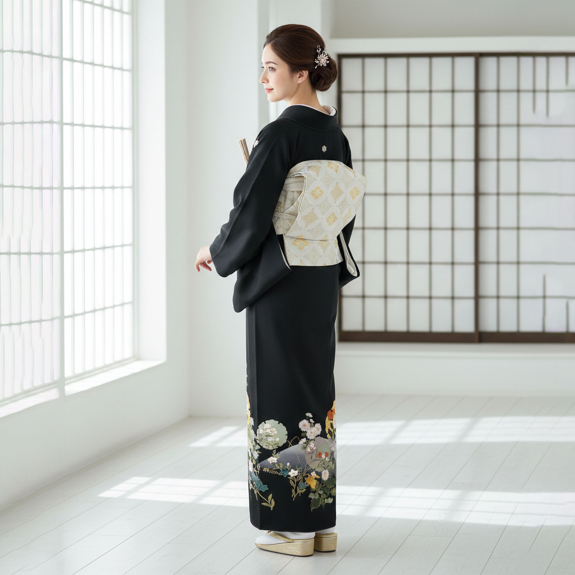 NISHIORI 【レンタル】黒留袖 フルセット 五三桐 正絹 礼装 結婚式