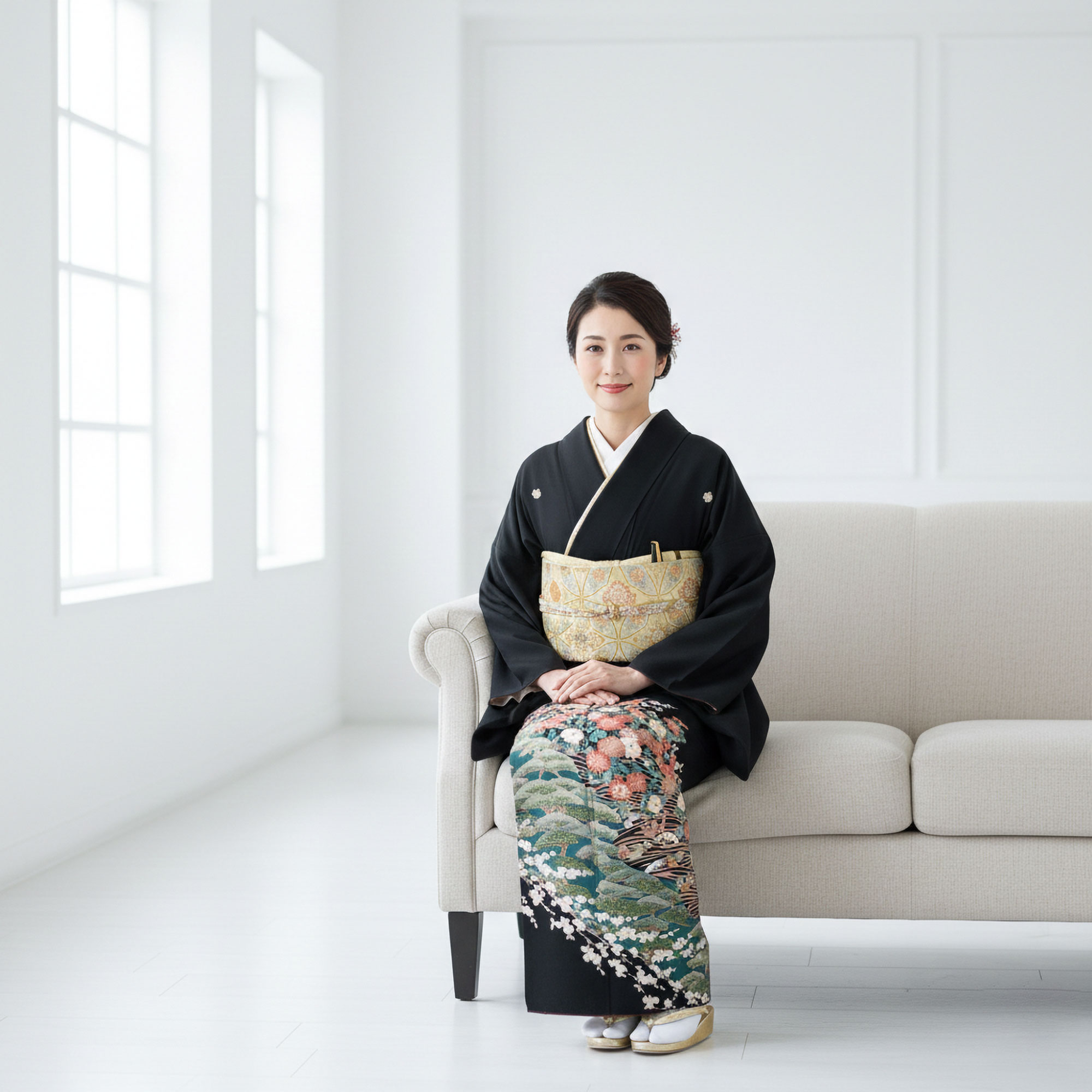 NISHIORI 黒留袖レンタル フルセット 五三桐 正絹 礼装 結婚式 母親