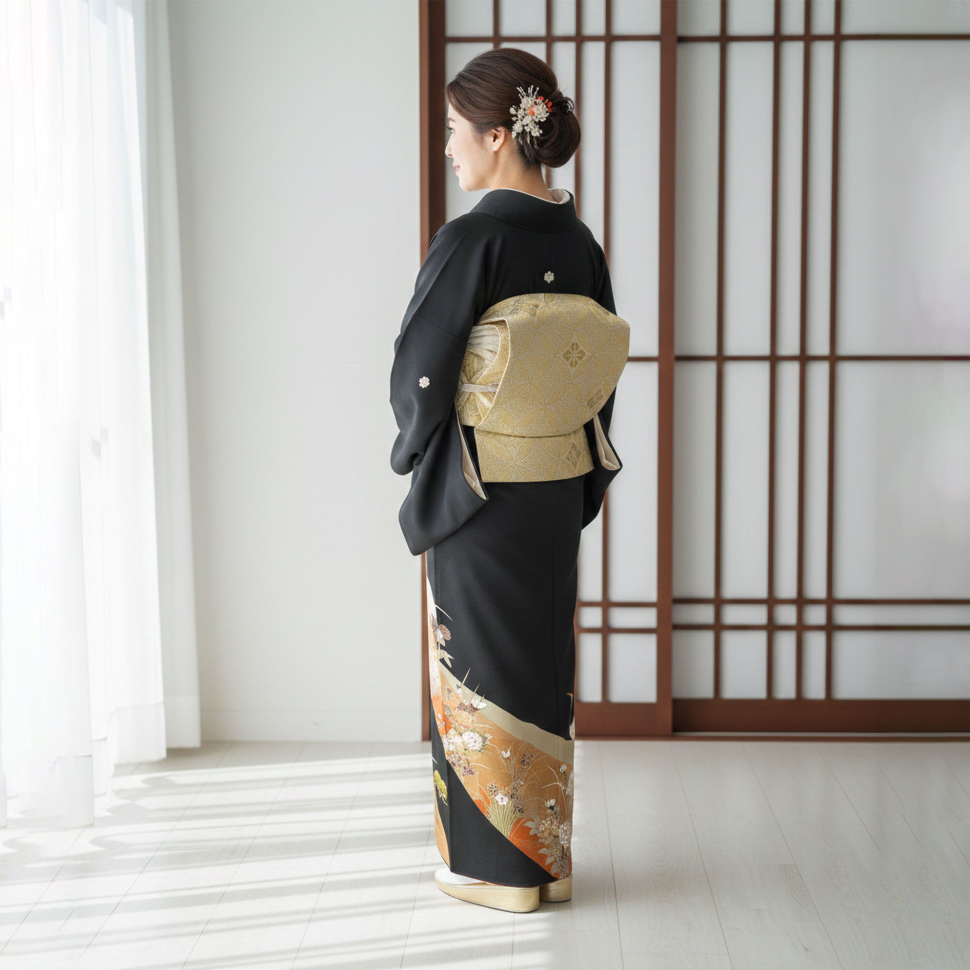 NISHIORI 黒留袖レンタル フルセット 五三桐 正絹 礼装 結婚式 母親