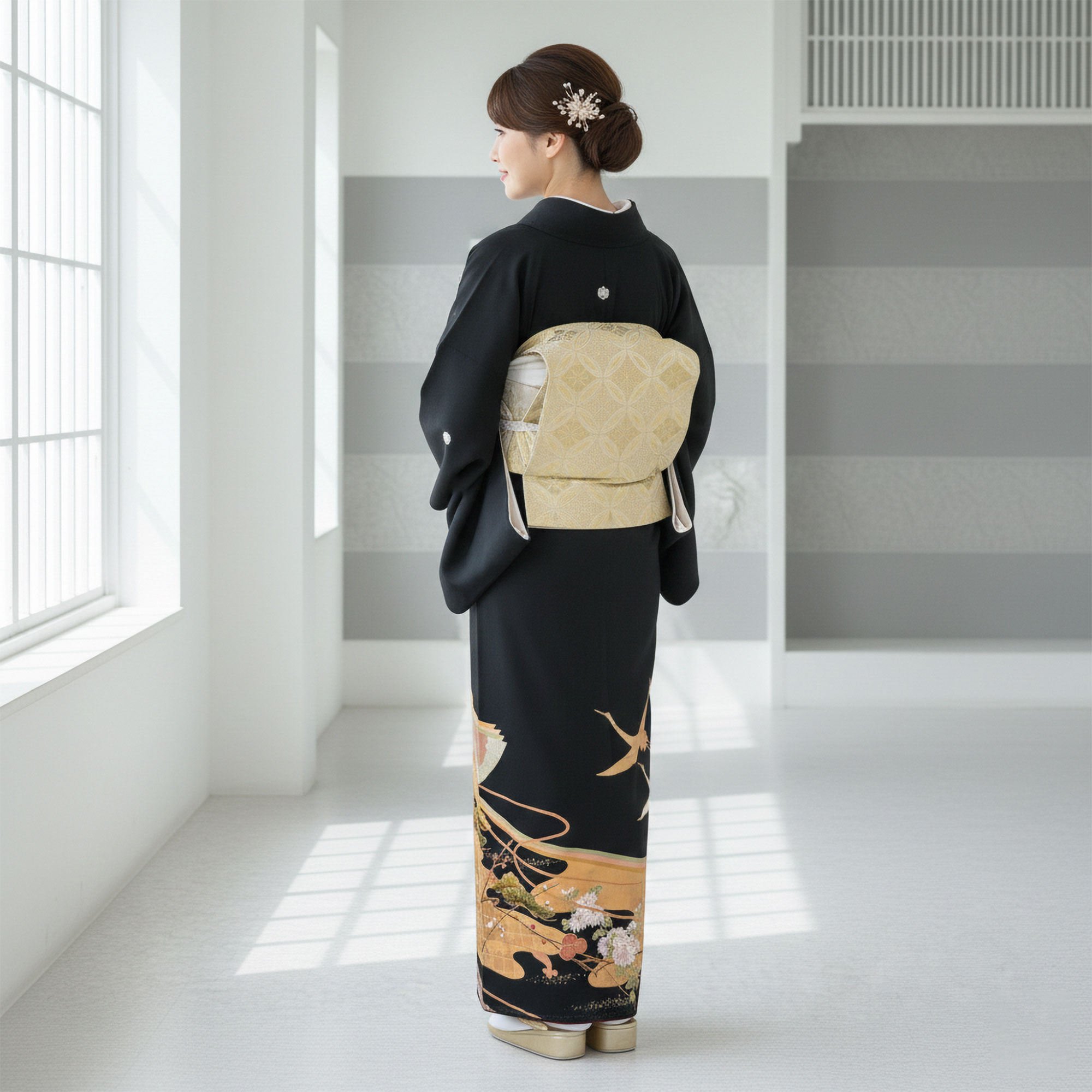NISHIORI 黒留袖レンタル フルセット 五三桐 正絹 礼装 結婚式 母親