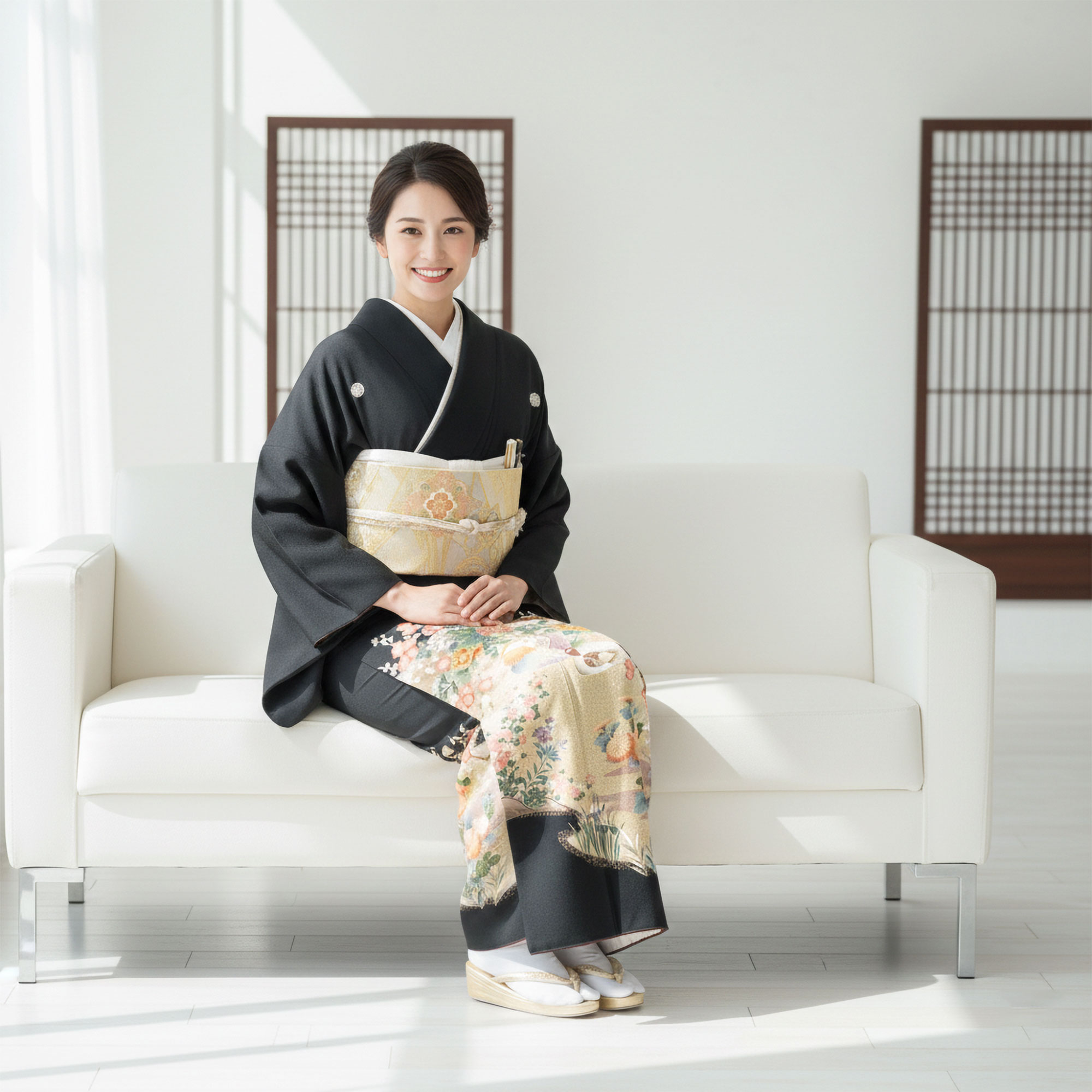 人気のホワイト&極美品【正絹 和装小物 着物 振袖 留袖 和装 訪問着 黒留袖】 NISHIORI 黒留袖レンタル フルセット 五三桐 正絹 礼装 結婚式 母親