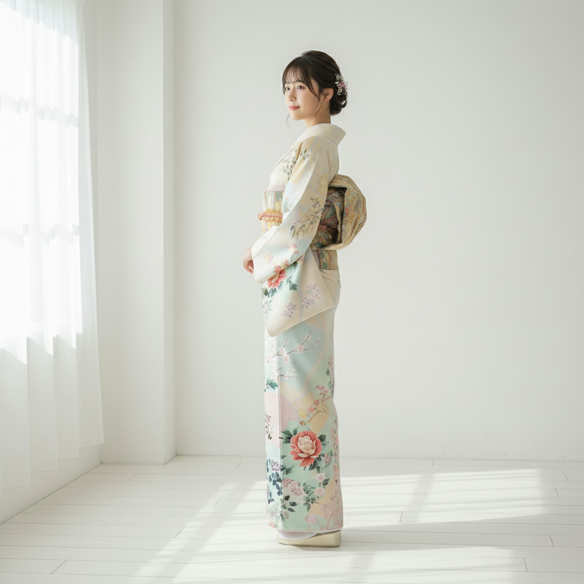 訪問着 フルセットa666C 単衣　入学式　お宮参り　七五三　結婚式 NISHIORI 訪問着 レンタル フルセット 着物 入学式 卒業式 七五三 お
