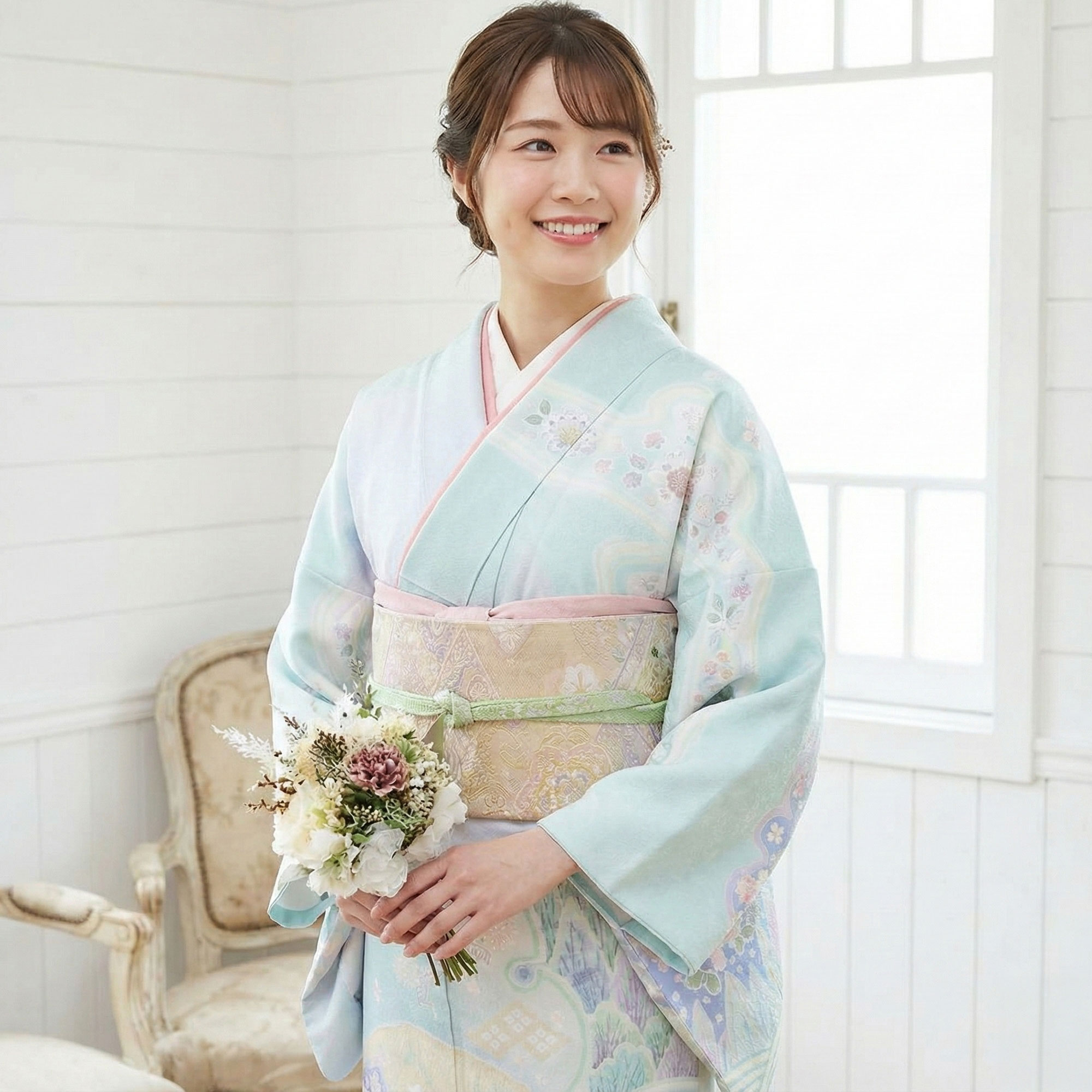 訪問着単品　344▪︎ 落款　入学式　お宮参り　七五三　結婚式 NISHIORI 訪問着 レンタル フルセット 着物 入学式 卒業式 七五三 お