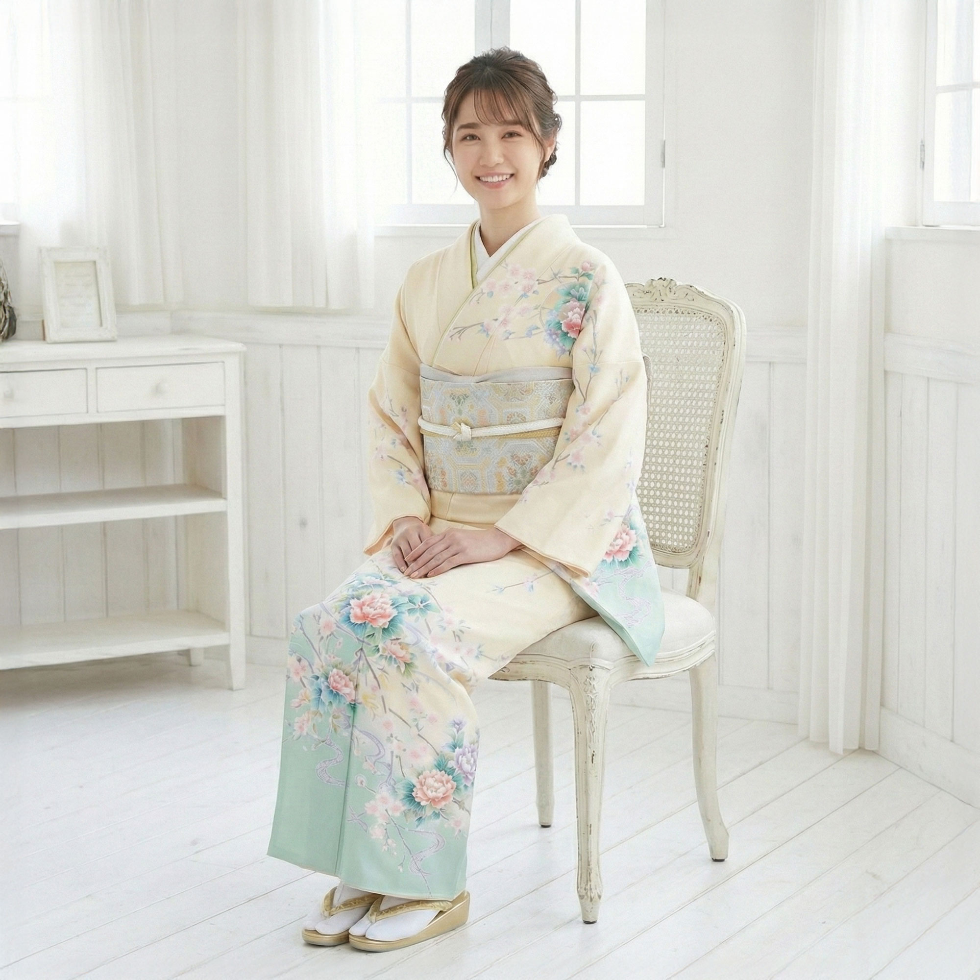 訪問着 フルセットa301七五三　入学式　お宮参り　結婚式 NISHIORI 訪問着 レンタル フルセット 着物 入学式 卒業式 七五三 お