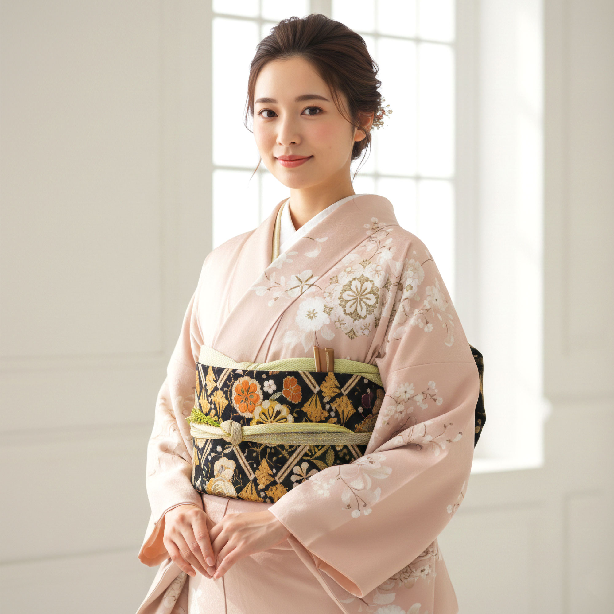 訪問着フルセット付下げ 丈170裄トールサイズ 上品 クリーム　人気ベージュ❣️ NISHIORI 訪問着レンタル フルセット 付下げ ピンク ベージュ No.0278