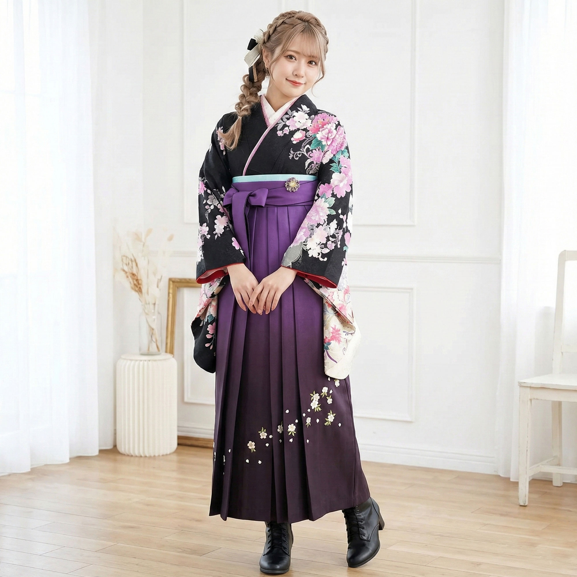 NISHIORI 二尺袖着物 袴 レンタル商品 貸衣装 Sサイズ HANAE MORI 森