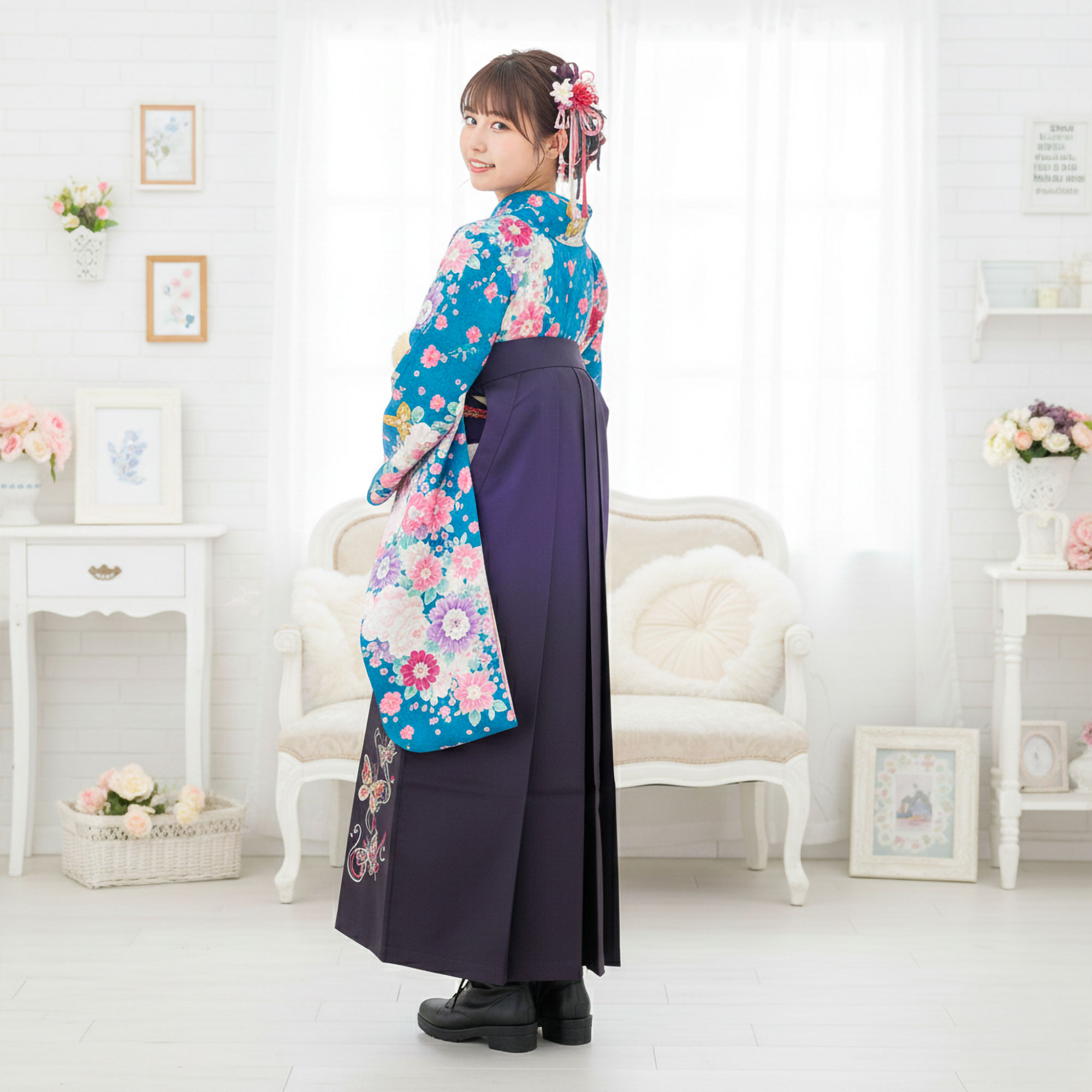 NISHIORI 二尺袖着物 袴 レンタル商品 貸衣装 Mサイズ HANAE MORI 森