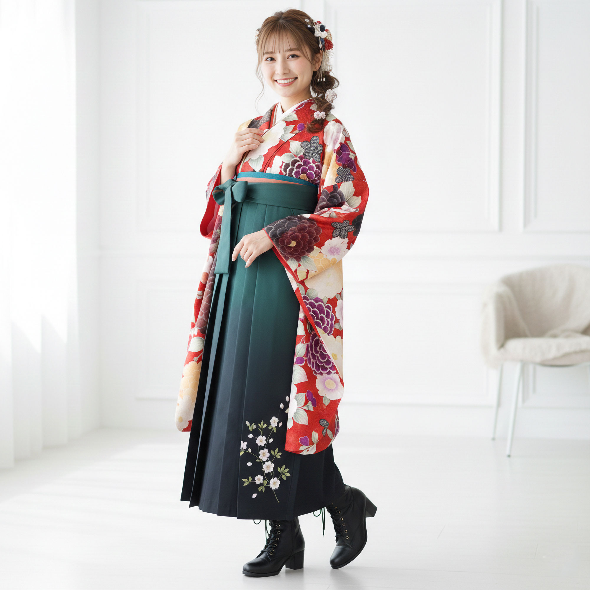 袴 貸衣装 Mサイズ S 着物 二尺袖 NISHIORI レンタル商品 巫女装束 