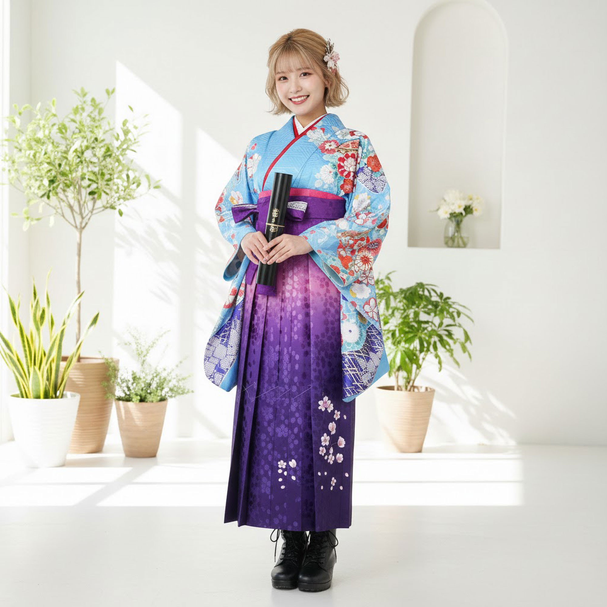 二尺袖 ブランド着物 袴 レンタル商品 ana...の詳細画像3